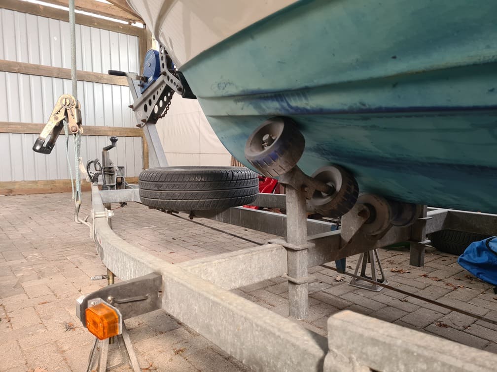 boat on an old trailer